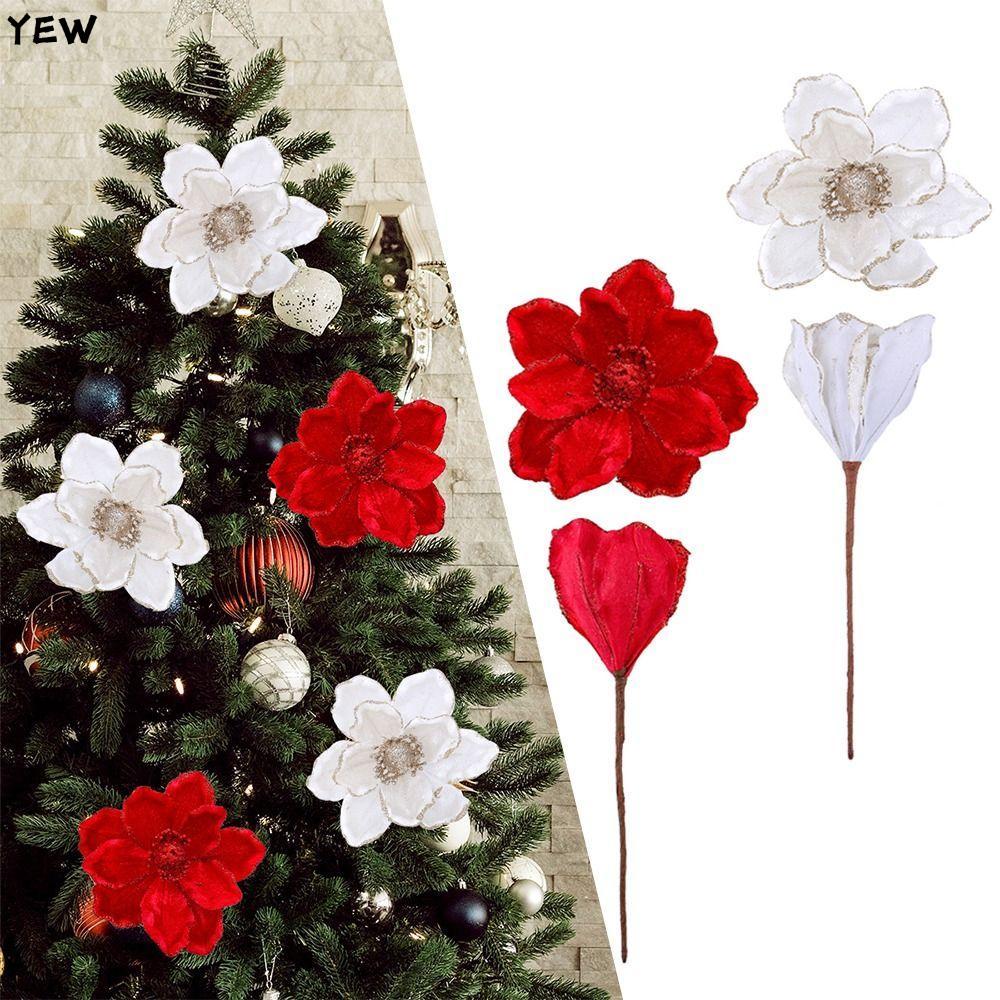 YEW Glitter ดอกไม้ปลอม, Garland หวายอุปกรณ์เสริมคริสต์มาสดอกไม้ประดิษฐ์,สัมผัสจริง 16 ซม.แขวนเครื่อง