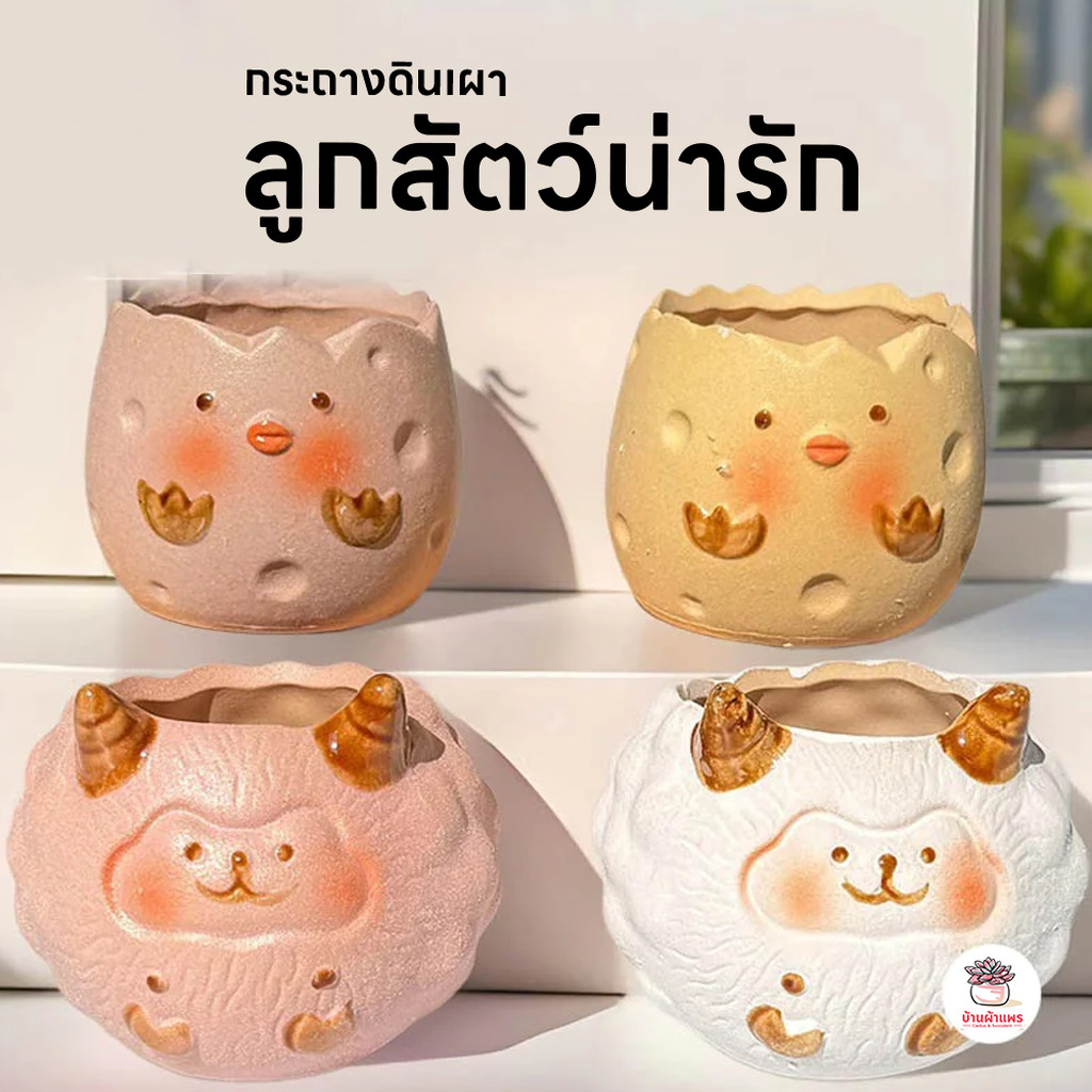 กระถางดินเผา ลููกสัตว์น่ารัก กระถางต้นไม้ แคคตัส กระบองเพชร ไม้อวบน้ำ Cactus&Succulent