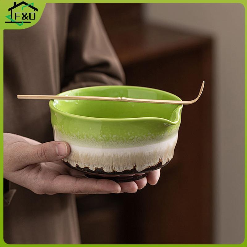 F&O 5PCS ชุดชามัทฉะญี่ปุ่น ชามมัทฉะ ไม้ไผ่ Whisk Scoop Radiation Tea Making Kit กล่องของขวัญ