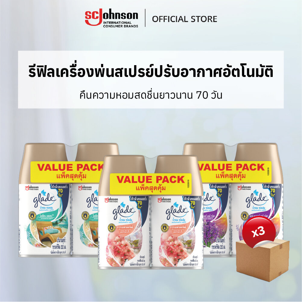 [ยกลัง] เกลดออโตเมติค สเปรย์ปรับอากาศอัตโนมัติ 252 มล ชนิดรีฟิล (แพ็คคู่ x 3) (เลือกกลิ่นได้)