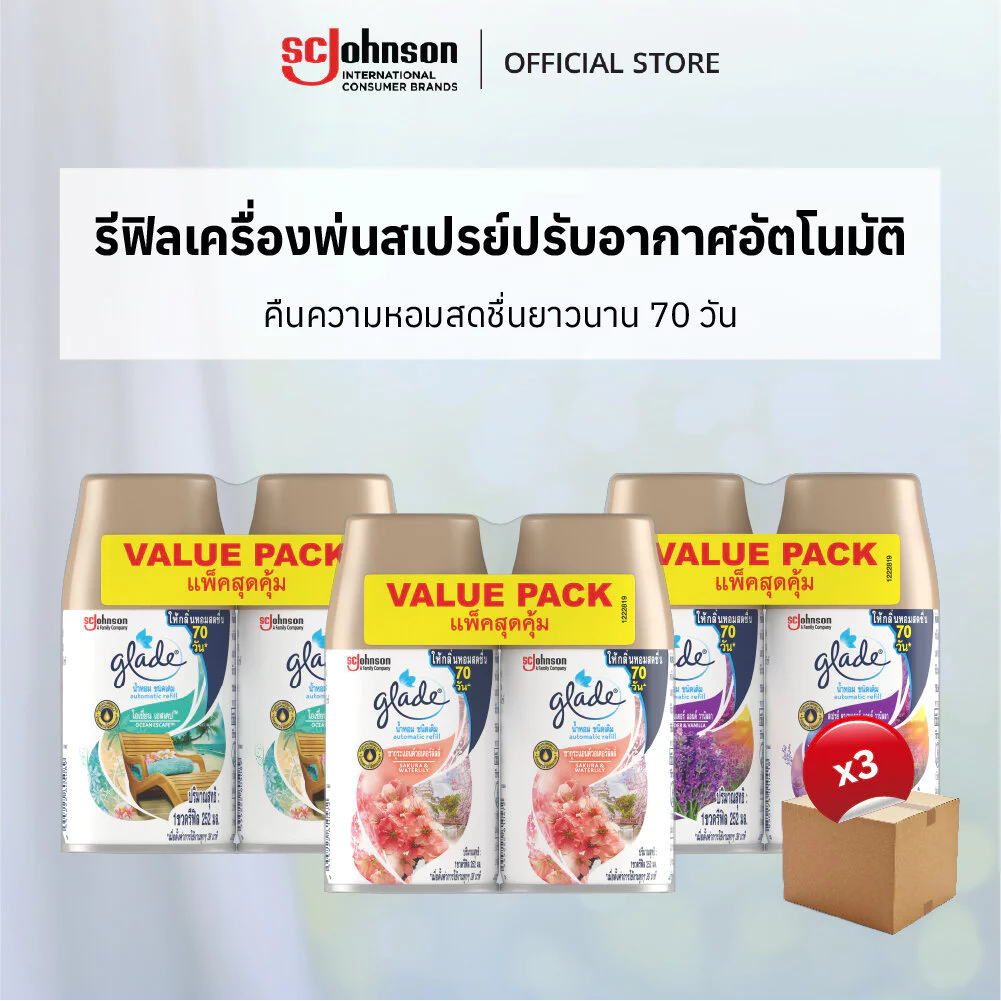 [ยกลัง] เกลดออโตเมติค สเปรย์ปรับอากาศอัตโนมัติ 252 มล ชนิดรีฟิล (แพ็คคู่ x 3) (เลือกกลิ่นได้)