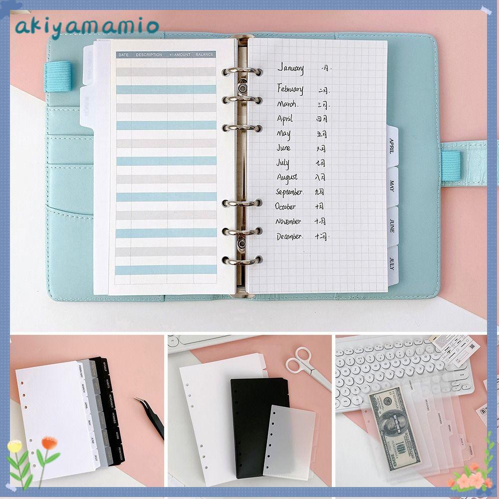 AKIYAMIO Separator Paper Index, A5 A6 Page Notebook Classification Separator, เครื่องเขียน 6 หลุมโปร