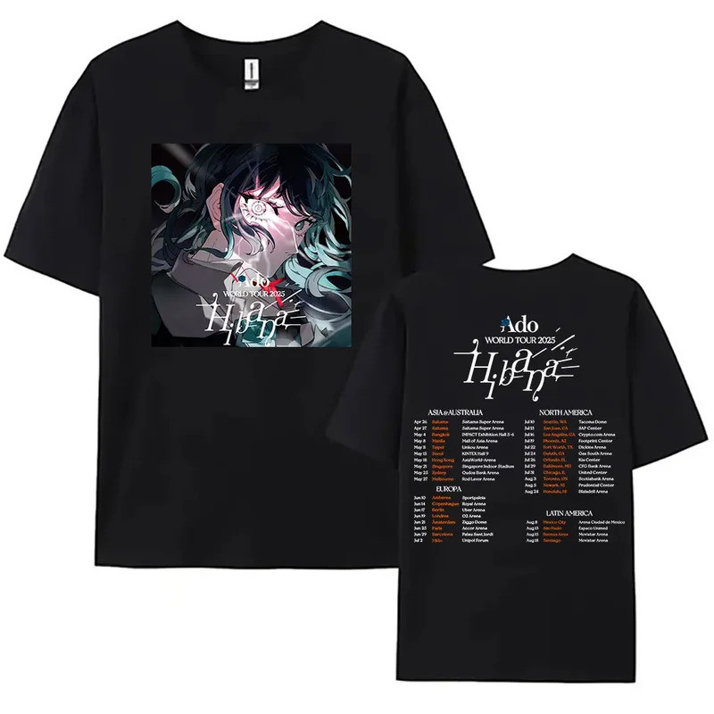 ขายร้อน Ado WORLD TOUR เสื้อยืด Hibana แขนสั้นผ้าฝ้าย สไตล์ญี่ปุ่น เสื้อผ้าแฟชั่นพิมพ์สำหรับผู้หญิงและผู้ชาย