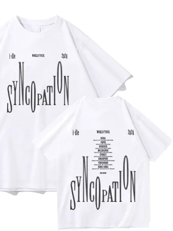 เสื้อยืด I-DLE Syncopation World Tour 2026 เสื้อยืดผ้าฝ้ายสไตล์เกาหลี (G)I-DLE เสื้อยืดลำลองใหม่ Y2K เสื้อผ้าสำหรับทุกเพ