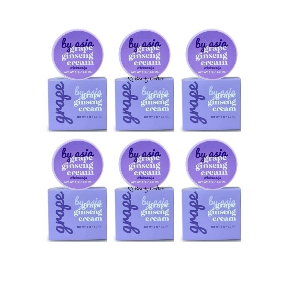 (เซต 6กระปุก) ครีมโสมองุ่น สีม่วง By Asia Cream ขนาด 5กรัม