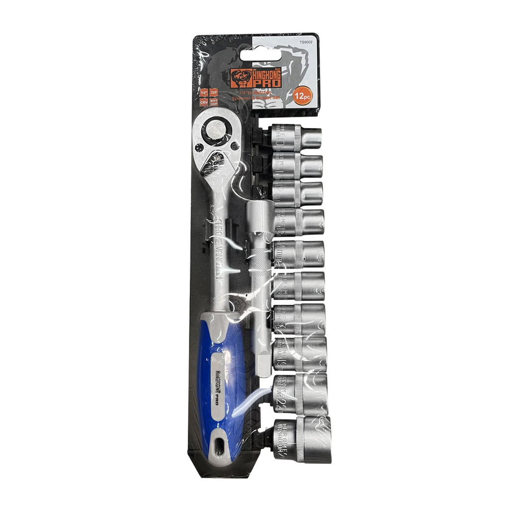 ชุดลูกบ๊อกซ์ 6 เหลี่ยม 1/2 นิ้ว พร้อมด้ามพลาสติก GIANT KINGKONG PRO รุ่นTS9002 (ชุด 12 ชิ้น)