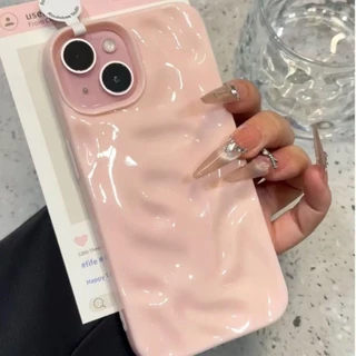 Simple Candy สี Wave ริ้วรอยเคสโทรศัพท์สําหรับ iPhone 17 16 15 14 13 12 11 Pro Max Plus Luxury Glossy Ruffle น้ํา Ripple