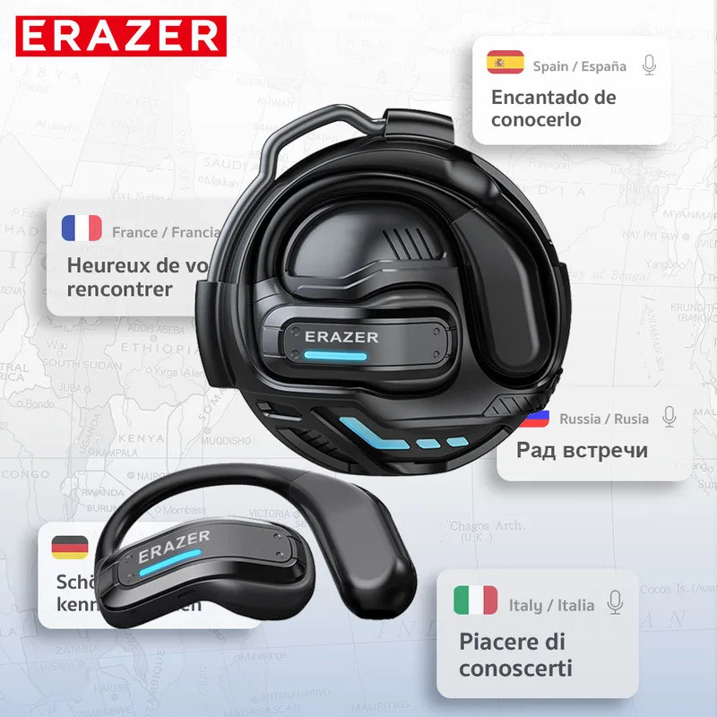 ERAZER X8 AI Translator หูฟังสําหรับเล่นเกมบลูทูธ 5.4 หูฟังไร้สาย latency ต่ํา HD Call หูฟังพร้อมไมโ