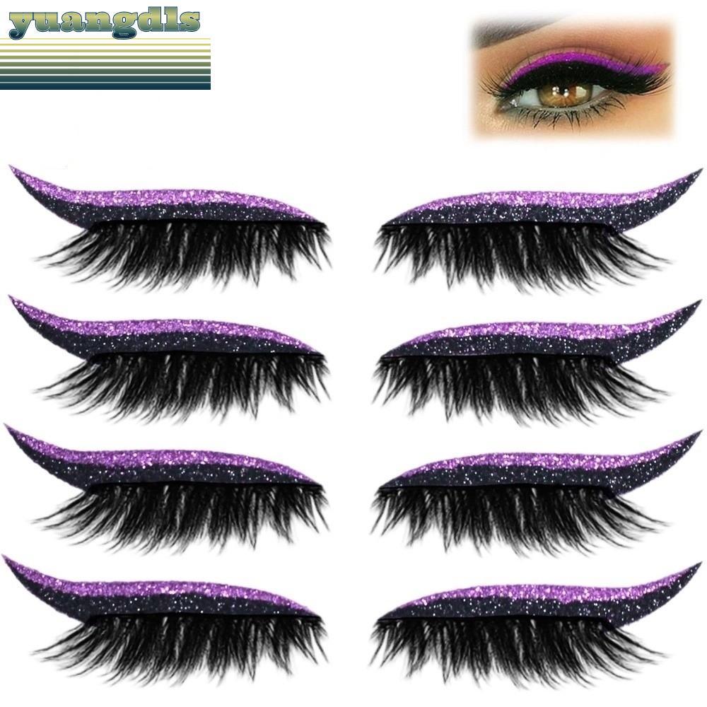 YUANG Lazy Eye Shadow Eyelash Patch, 4 คู่ Self-Adhesive Lazy Eyelash สติกเกอร์,กันน้ํานํากลับมาใช้ใ