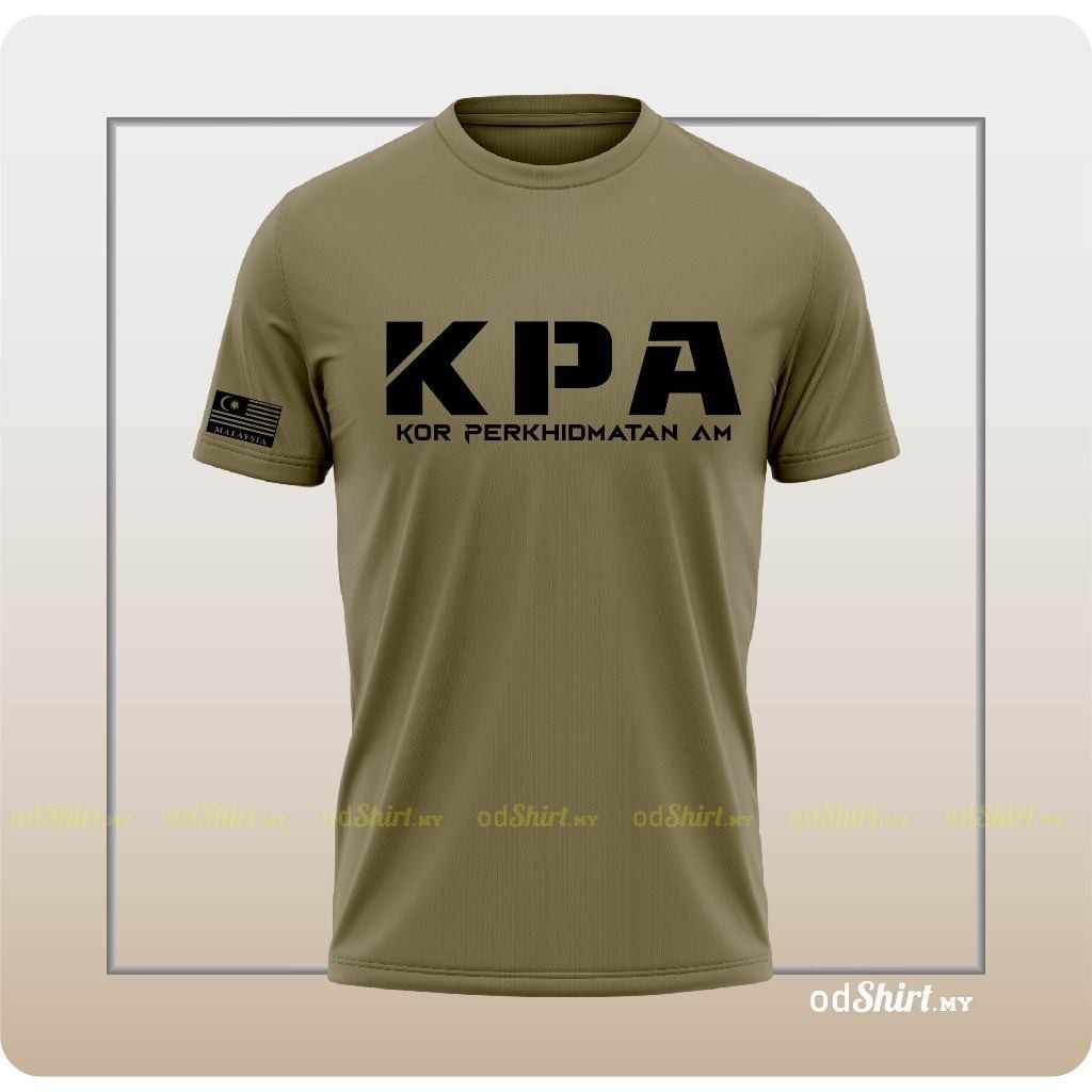 เสื้อยืดสไตล์กองทัพ KPA Baju ออกแบบวัสดุไมโครไฟเบอร์รอบคอสีทรายสีกากีด้านใน LorengS-5XLS-5XL
