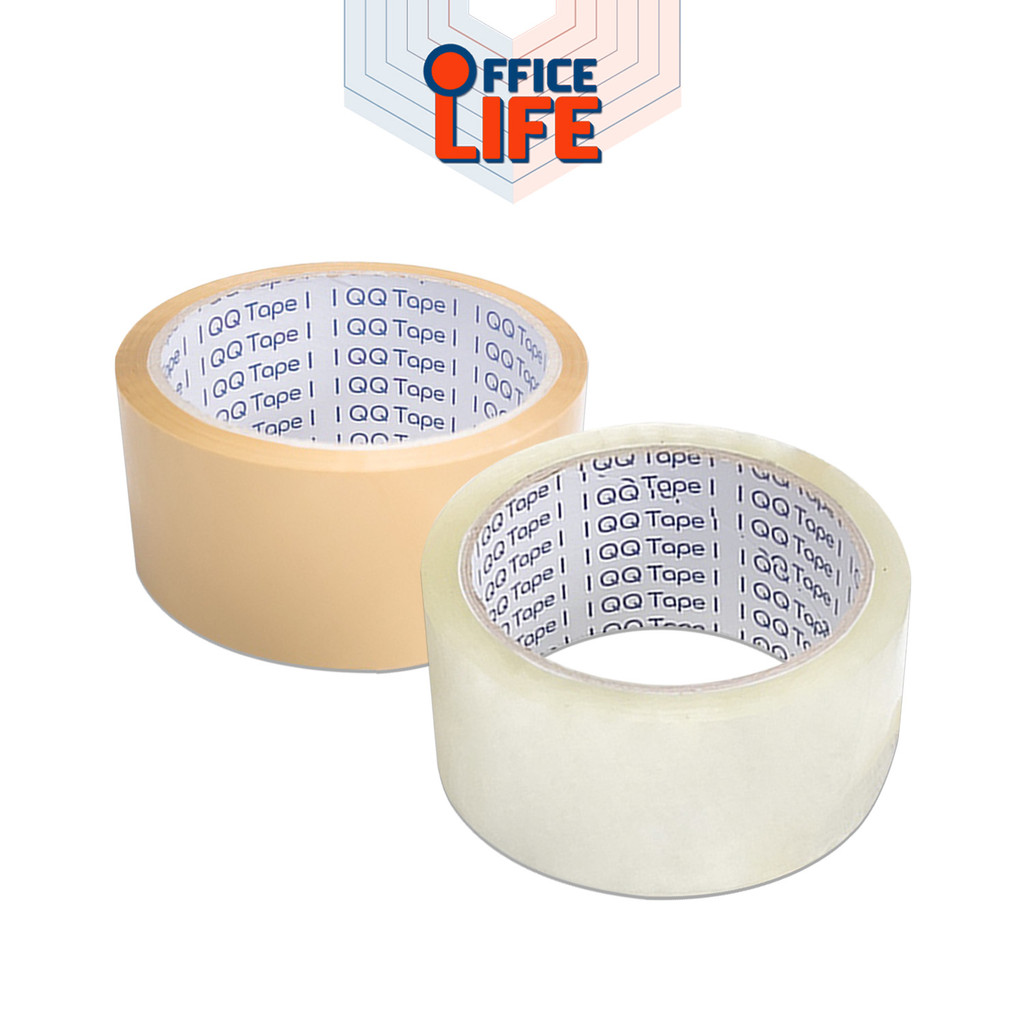 QQ TAPE (คิวคิว เทป) เทปใส เทปขุ่น เทปปิดกล่อง ขนาด 100 หลา หนา 40 / 45 / 47 ไมครอน  (  1 ม้วน  )