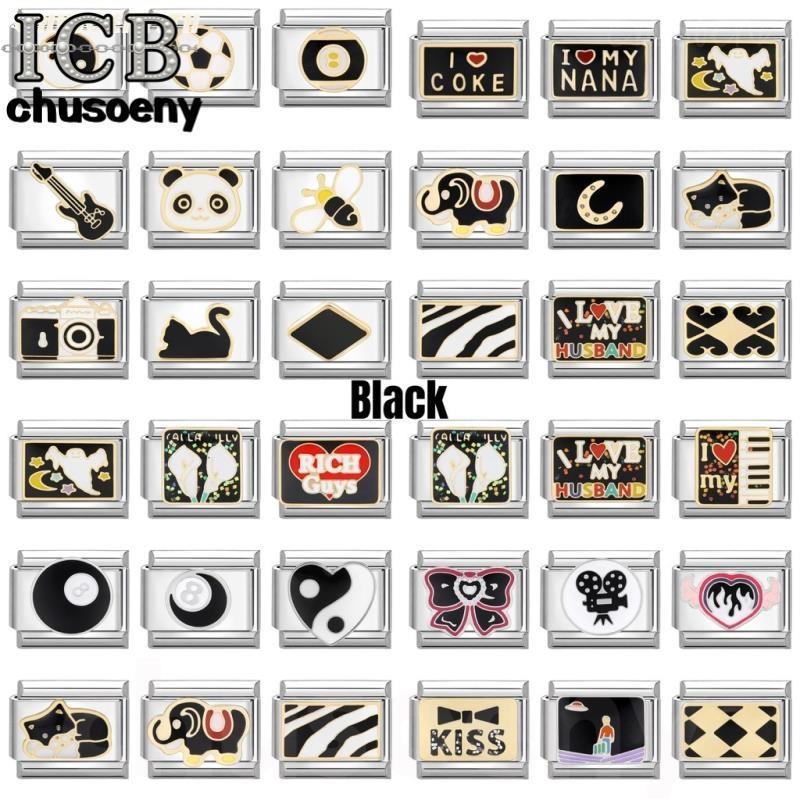 2026 ใหม่แฟชั่น Đen Ball Charm อิตาเลี่ยน Links Fit 9 มม.สร้อยข้อมือสแตนเลสเครื่องประดับ DIY ทํา
