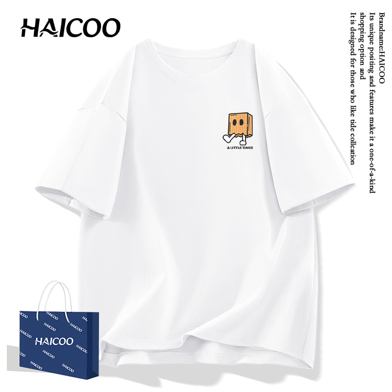 HAICOO ✨ เสื้อยืดคอกลมเนื้อดี ทรงหลวม ผ้าฝ้ายแท้ 100% เนื้อผ้าเรียบลื่น ใส่แล้วดูดี ไม่ว่าจะใส่กางเกงอะไร 👖