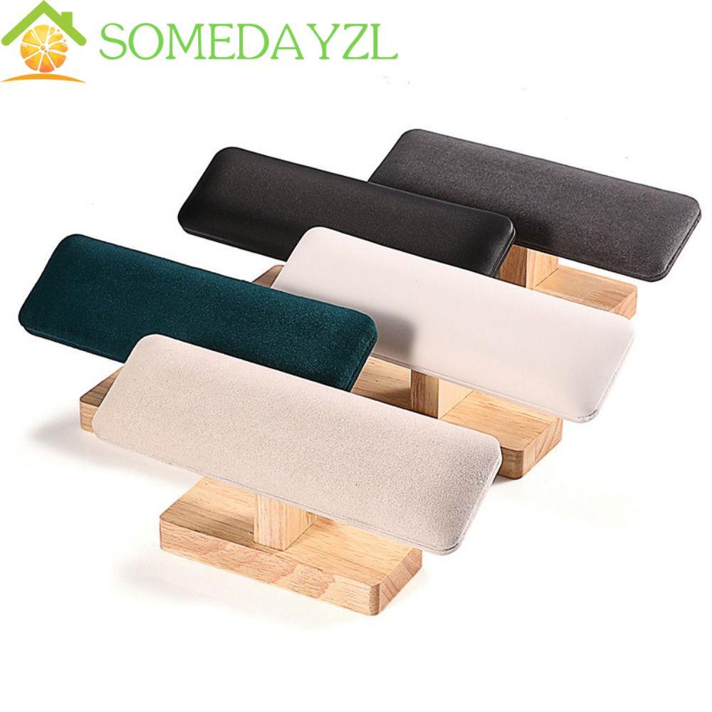 SOMEDAYZL ที่วางโซ่เครื่องประดับ, นาฬิกาแสดงสร้อยข้อมือชั้นเดียวขาตั้งจอแสดงผล, ประณีตไม้กํามะหยี่เครื่องประดับแนวตั้ง Organizer Bar Headband