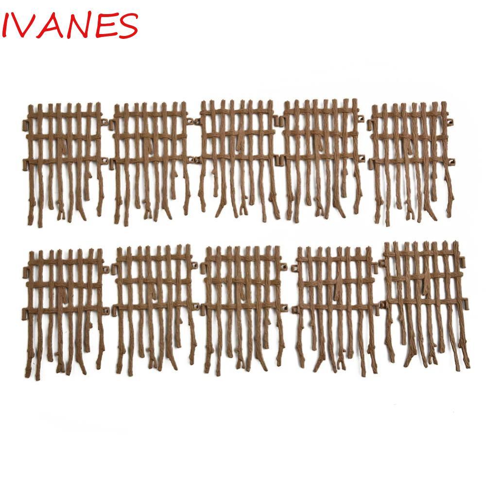 IVANES จําลองฟาร์ม Ranch DIY รั้ว, การตกแต่งขนาดเล็กจําลอง Ranch รั้วตุ๊กตาสวนสัตว์รุ่น DIY อุปกรณ์ฟ