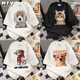 【จัดส่ง 24 ชั่วโมง】 NFV พร้อมส่ง🐶 เสื้อยืดลายแมวสุนัข ทรงหลว…