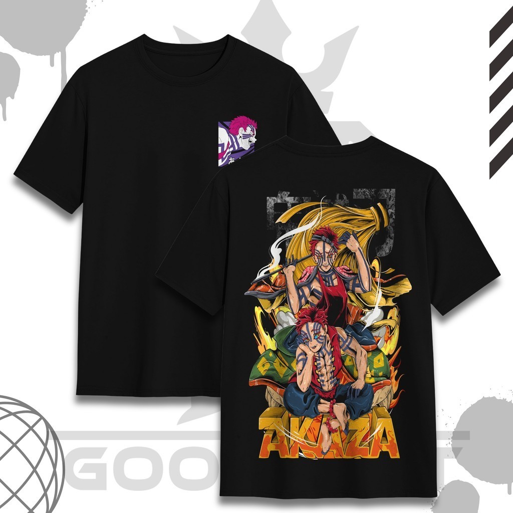 KATUN [เสื้อผ้า GOOBIIDOT] DEMON SLAYER AKAZA ANIME เสื้อยืด 100% ผ้าฝ้ายพรีเมี่ยม