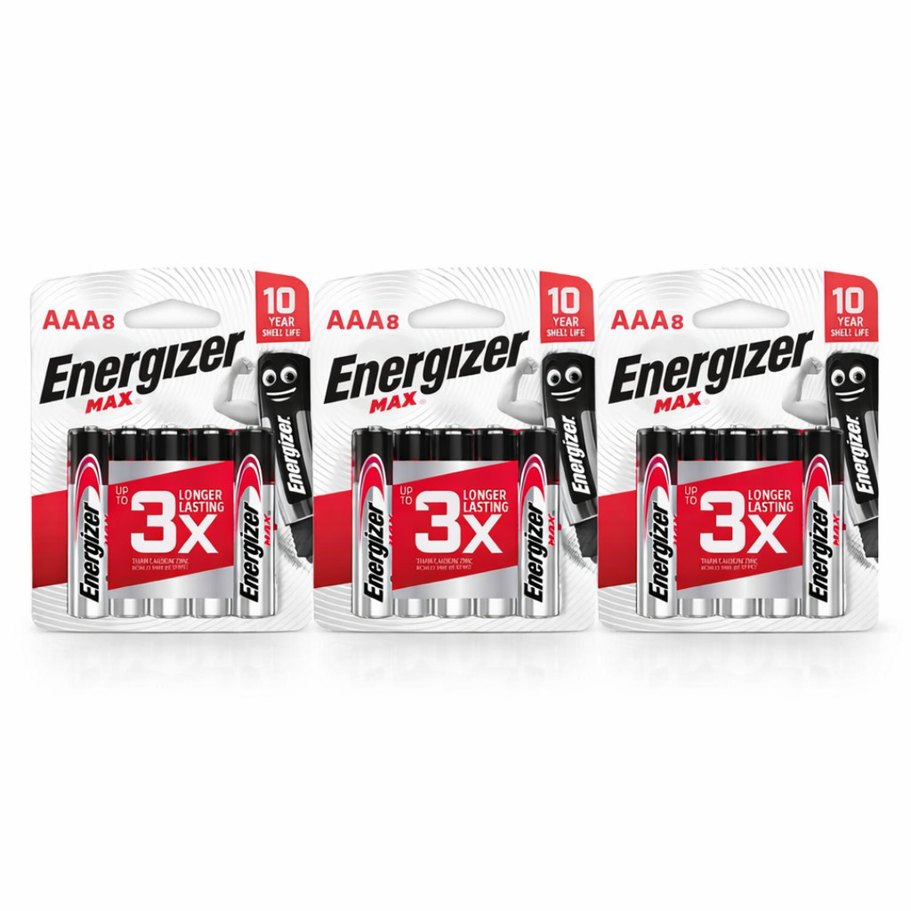 (แพ็ก8 x3) ถ่านอัลคาไลน์ Energizer Max AAA แพ็ก 8 ENERGIZER ALKALINE MAX E92 BP8 AAA x3