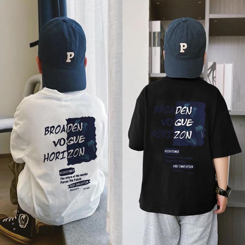 (ผ้าฝ้าย 100%) 2026 เสื้อยืดเด็ก  เนื้อผ้านุ่มระบายอากาศดี แขนสั้น ใส่สบาย ระบายอากาศดี สำหรับเด็ก 6-13 ปี ส่งเร็ว K369
