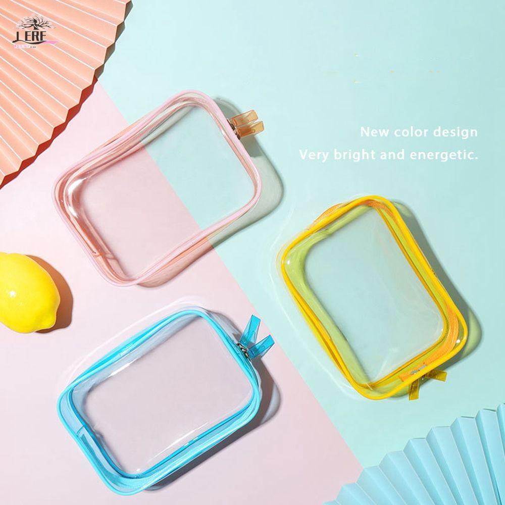 JEREMY1 กระเป๋าเครื่องสําอางใส Casual Portable Wash Pouch PVC Organizer Case Square Bag Cosmetic Cases