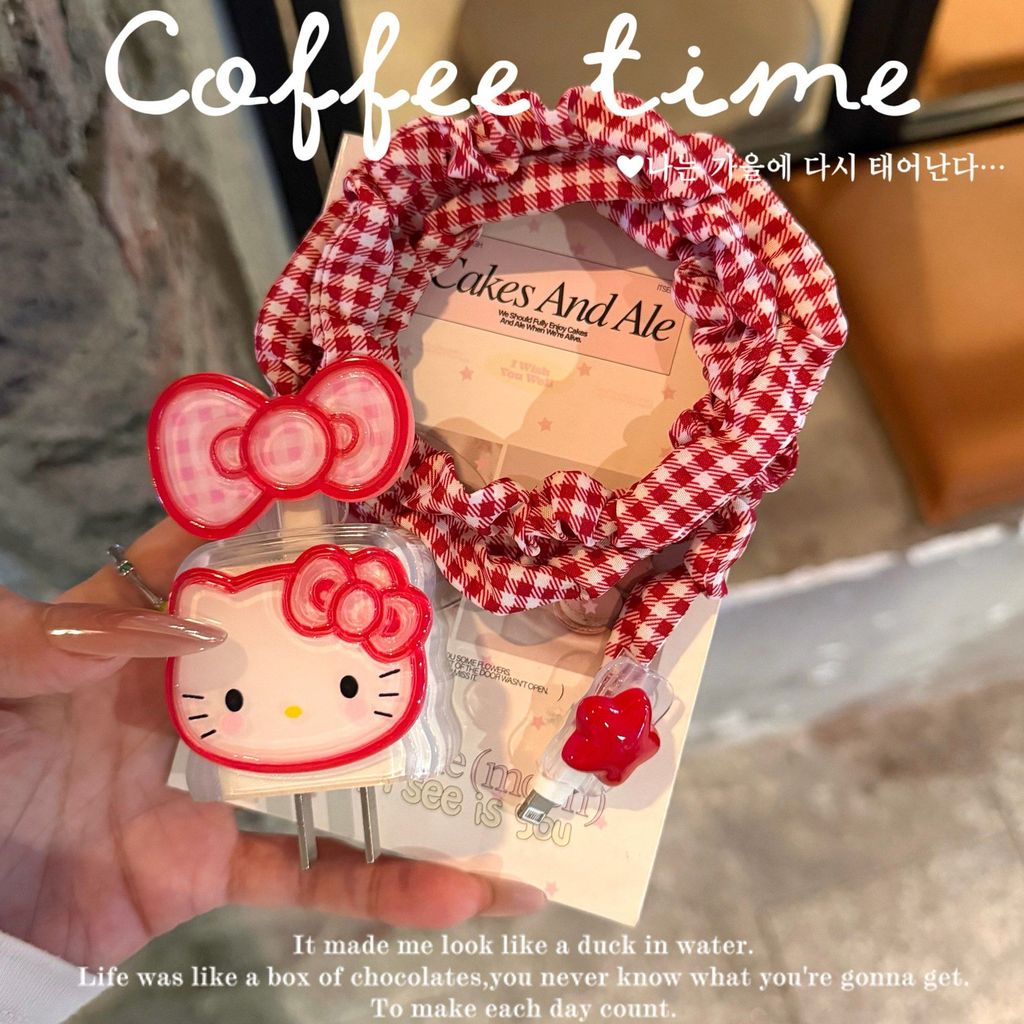 เคสป้องกันสายดาต้า คิตตี้ แมว เหมาะสําหรับ แอปเปิล 17 เคสป้องกันการชาร์จ ไอโฟน16 15 สายเคเบิลข้อมูลป้องกันการแตกหัก 20/40ว ชาร์จเร็ว