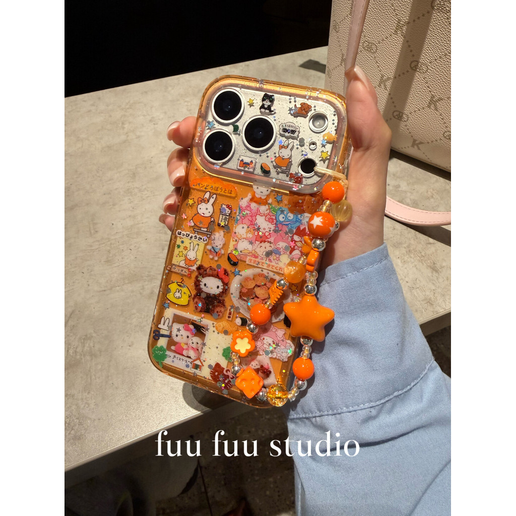 เคสโทรศัพท์น่ารักพร้อมห่วงโซ่โทรศัพท์สไตล์เกาหลี Y2K การ์ตูน Girly อินเทรนด์ Ins สําหรับ IPhone 17 Pro Max 16 Pro 15 14 Pro