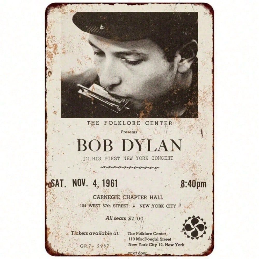 HELLOYOUNG Vintage Bob Dylan 1961 Concert Poster Retro Music Memorina Wall Art ของขวัญตกแต่งบ้าน