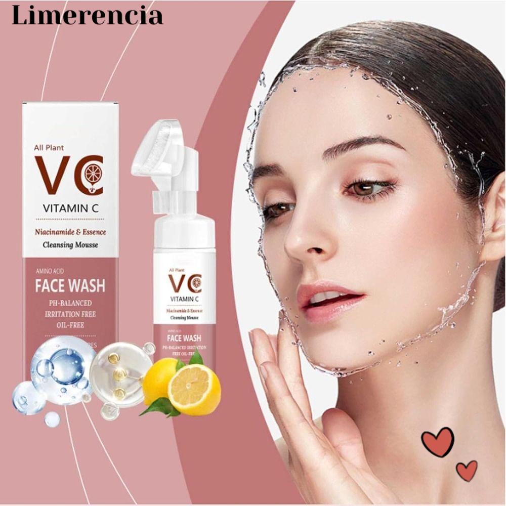 LIMERENCIA Face Foam Wash, Natural Gentle & ไม่ระคายเคือง Face Wash, Brightening Moisturizing Vitami