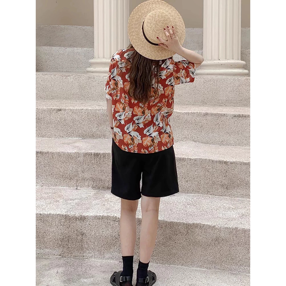 เสื้อลายใบเมเปิ้ลแขนสั้น ทรงหลวม thumbnail 5