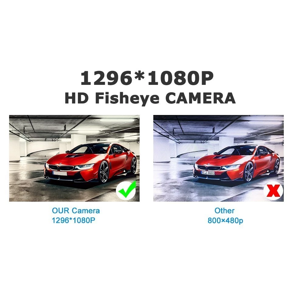 กล้องมองหลังรถยนต์ AHD CVBS 1080P Full HD กล้องสํารอง 170° มุมกว้าง Night Vision เลนส์ Fisheye กล้องถอยหลังรถยนต์ thumbnail 9
