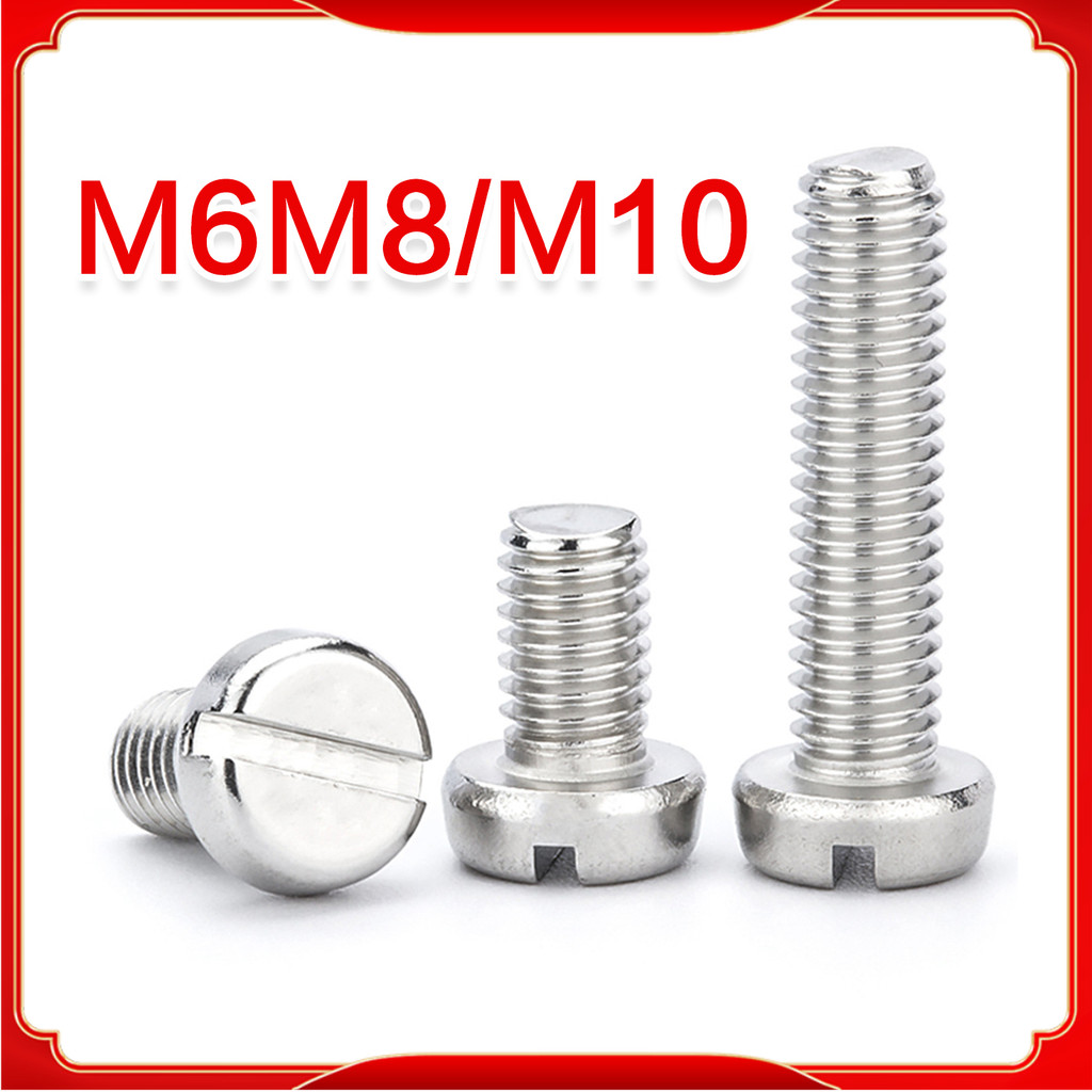 304 สแตนเลส one-slot สกรูหัวทรงกระบอก GB65 สกรู slotted หัวกลม bolt M6M8/M10LDLL