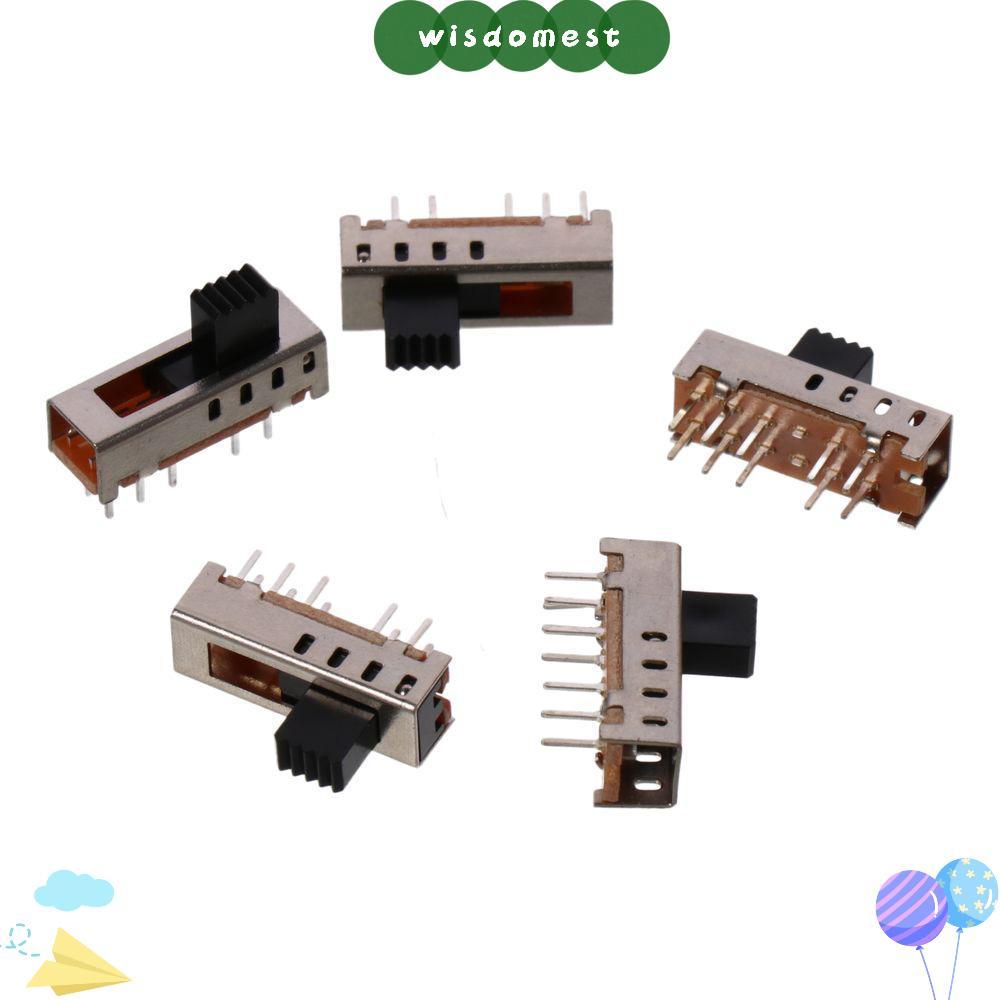 WISDOMEST 5 ชิ้น Micro Slide Switch, 5 มม.สลับ 4 ตําแหน่งสวิตช์สลับ, Miniature SS-24E01 10P 2P4T แนว