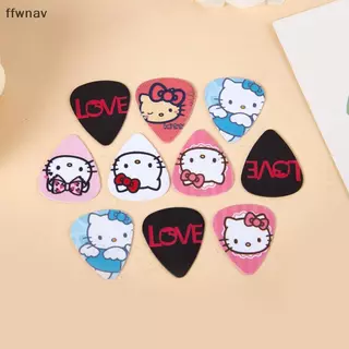 Ffwnav กีตาร์อะคูสติก5ชิ้น Kawaii Sanrio ปิ๊กกีต้าร์ Hello Kitty ไฟฟ้าเรียบเบสอะคูสติกเครื่องมือเลือกของขวัญ
