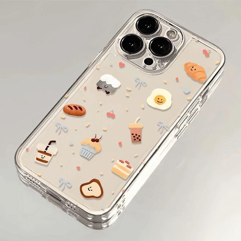 เคสโทรศัพท์ เคสโทรศัพท์ ญี่ปุ่นเกาหลีขนมกาแฟไข่เหมาะสําหรับiPhone 17pro 16promax xr xs 11promax 12 1