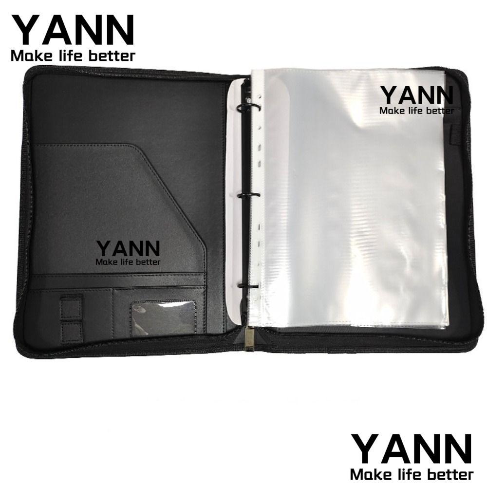 YAN แฟ้มโฟลเดอร์,พร้อมซิป 3 แหวน Binder พร้อม 8 Pockes A4 เอกสาร Binder Organizer, หนังรีฟิลกระเป๋าเ