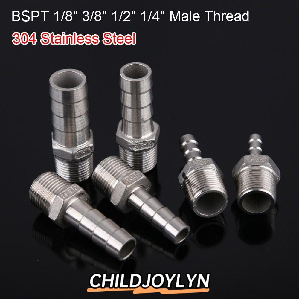 CHILDJOYLYN 1 ชิ้นข้อต่อท่อ, อะแดปเตอร์เชื่อมต่อ BSPT ท่อเชื่อมต่อ, 1/8 "3/8" 1/2" 1/4" ด้ายชาย 6 มิลลิเมตรถึง 12 มิลลิเมตรท่อสําหรับ PU PE Tube