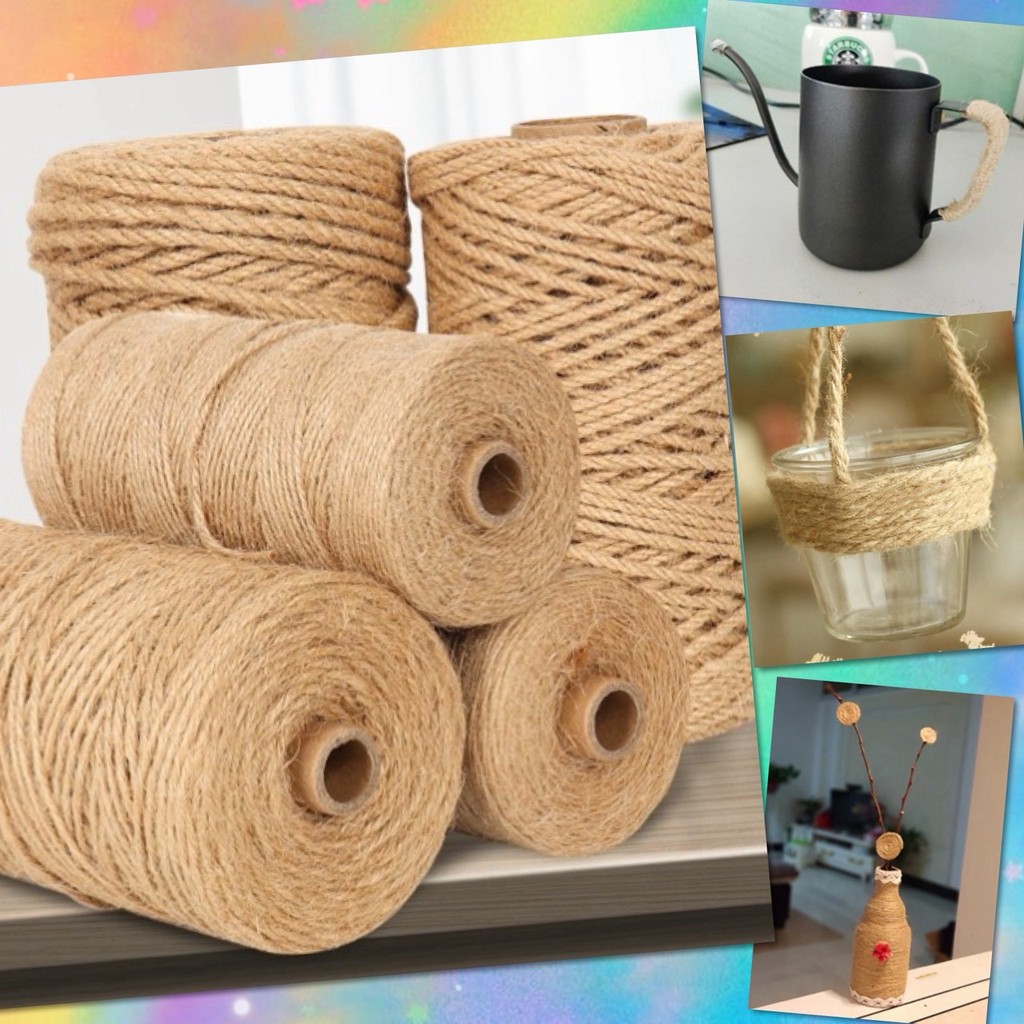 💥 เชือกป่าน เชือกกระสอบ เชือกน้ำตาล ยาว 100 เมตร วัสดุธรรมชาติ ประดับ ตกแต่ง DIY งานประดิษฐ์ งานฝีมือ รุ่นอัพเกรด 💥