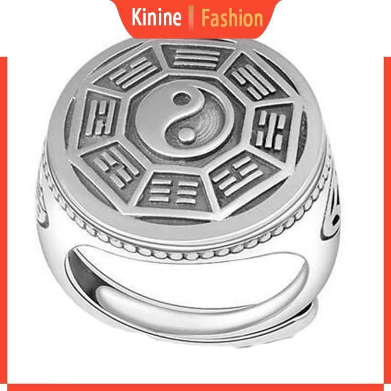 KIN Tai สําหรับ Chi Yin Yang Bagua Balance Ring ปรับเงิน Dainty Vintage Unique