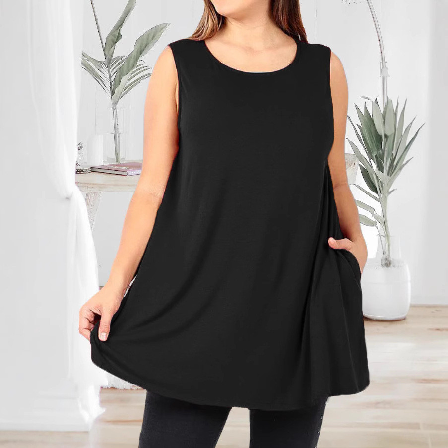 ยุโรปอเมริกัน TEMU2025 แฟชั่นลําลองกระเป๋าสีทึบพลัสขนาดเสื้อกั๊กผู้หญิง