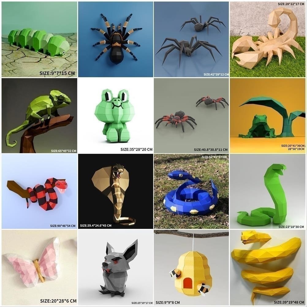 MOMO กระดาษสร้างสรรค์สามมิติกระดาษรุ่นสัตว์เลื้อยคลานแมลงกระดาษทําด้วยมือ Origami DIY รุ่นสร้างสรรค์ของเล่นรุ่น D6 ราคา ถูกที่สุด ดีลบีเคเค แกลเลอรีภาพที่ 2