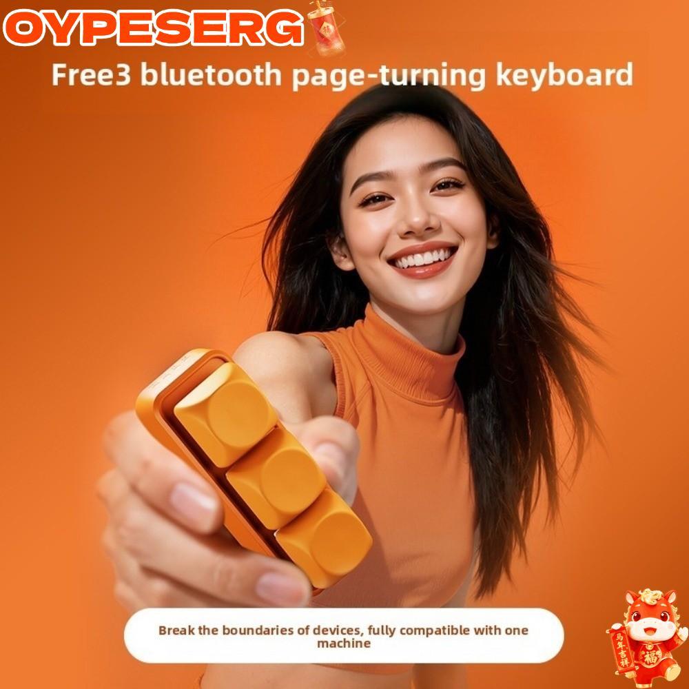 OYPESERG คีย์บอร์ดหน้า Turner, Multi-functional Universal EBook หน้า, 3 คีย์แบบพกพา Bluetooth รีโมทค