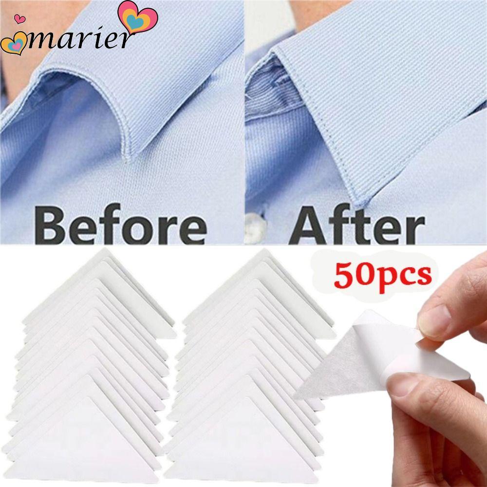 MARIER 50PCS พัฟติดคอด้วยกาวตัวเองแบบ PVC ปรับทรงเสื้อ ซ่อนขอบคอยามสวมใส่