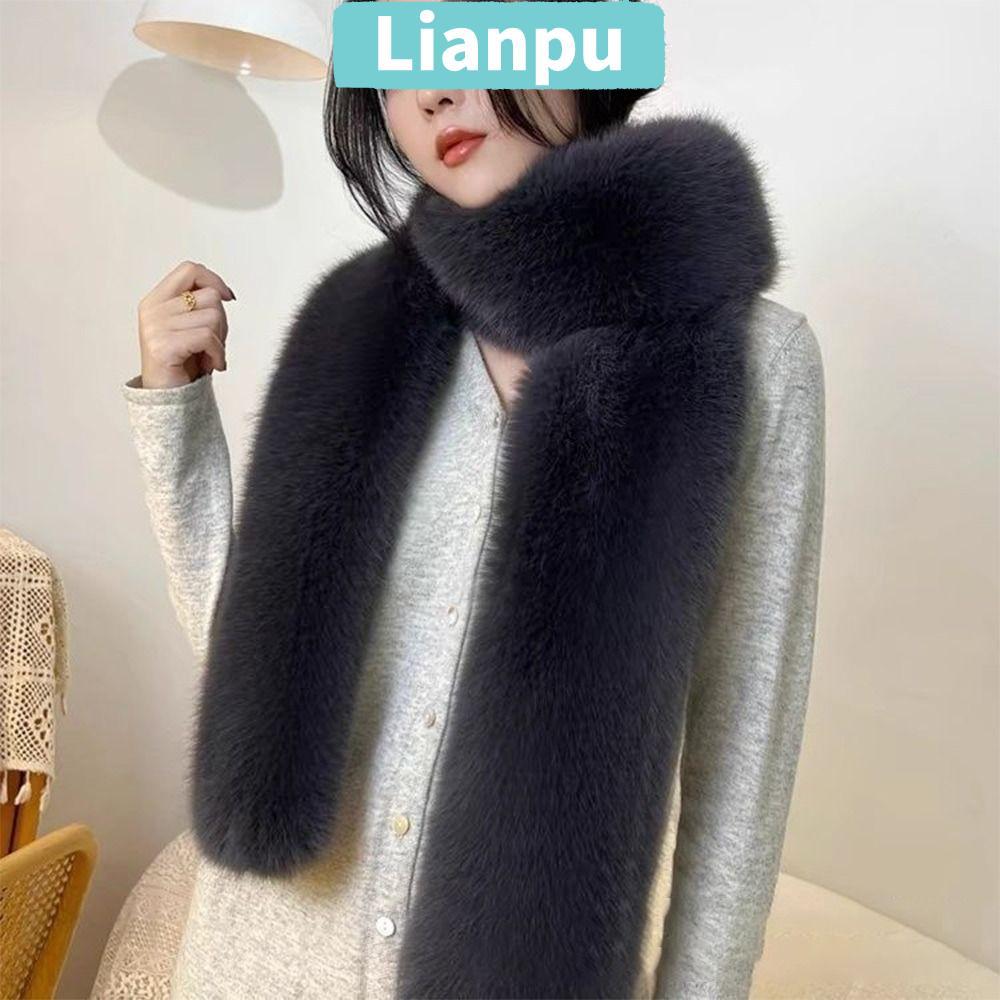 LIANPU Luxury Wraps ผ้าคลุมไหล่ขนสัตว์ปลอมหนา ขนาด 180 ซม., มีให้เลือก 6 สี แฟชั่นและอบอุ่น