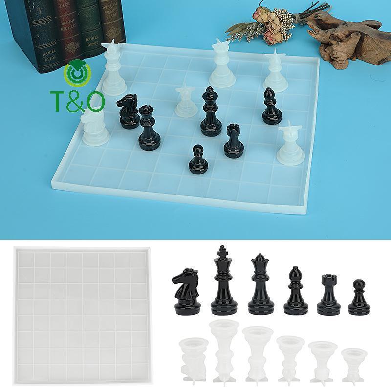 [T&OT] 1 ชุด DIY Drop Glue International Chess Crystal Epoxy Resin Mold 3D Chess Piece Silicone Moul