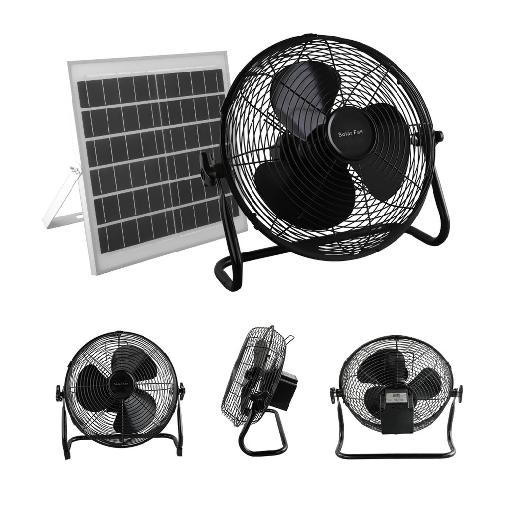 INOVA พัดลมโซล่าเซลล์ตั้งพื้น 12 นิ้ว 15W พร้อมแผง รุ่น HS-118 สีดำ