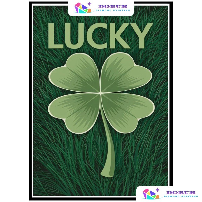 โดบูร์ | ชุดเพ้นท์เพชร | Four-leaf Clover/lucky Clover 5D DIY รอบ/สแควร์ผ้าใบเจาะเต็มงานฝีมือตัวเลขตกแต่งผนังบ้าน