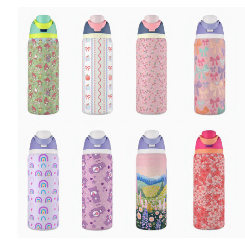 Cheerful Design Tumbler with Flip Lid 1000 ml & Straw - ZF025