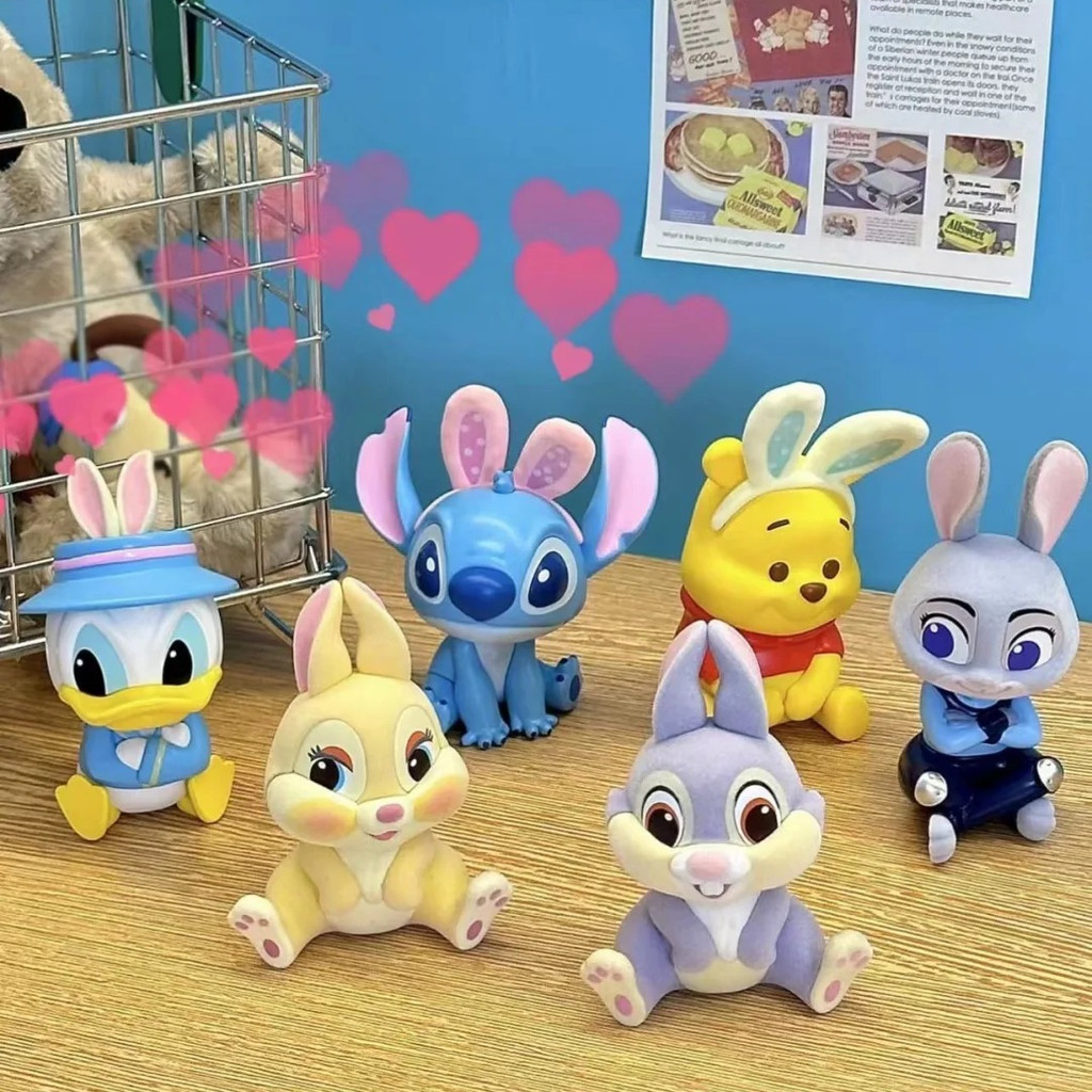 ✨8.8 ร้าน✨[ยกกล่อง 6 ชิ้น] ของแท้ MINISO Disney Where is Bunny Theme Figure Figure Mystery Box✨