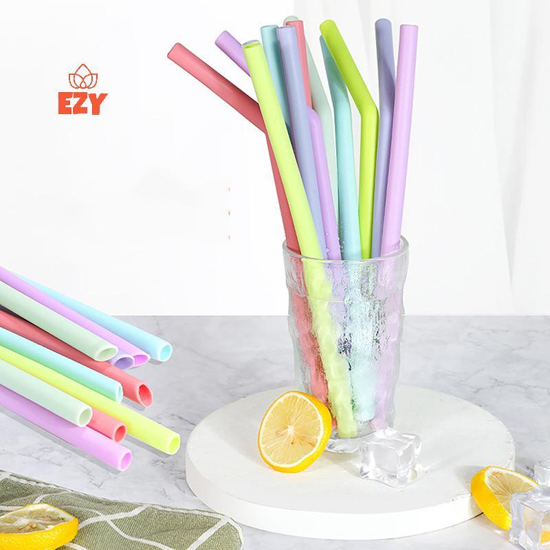 EZY 6 ชิ้นซิลิโคนเกรดอาหารหลอดตรง Bent Multicolor ดื่มฟางสําหรับเด็ก Party Bar อุปกรณ์เสริมใหม่