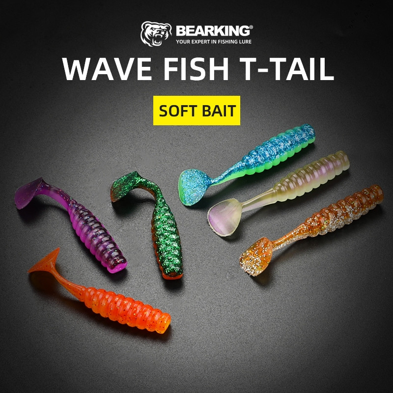 BEARKING PVC Soft Bait Fishing Lure เหยื่อปลอมซิลิโคนหนอน Shad น้ําเค็ม Bass Lure (42 มม./60 มม.)